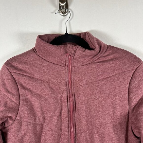 THREE DOTS Jacket Sweatshirt Red Full Zip Quilted Pockets Women’s Size Medium - Picture 3 of 8